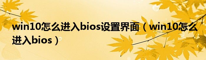 win10怎么进入bios设置界面（win10怎么进入bios）