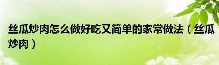 丝瓜炒肉怎么做好吃又简单的家常做法（丝瓜炒肉）