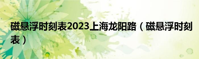 磁悬浮时刻表2023上海龙阳路（磁悬浮时刻表）