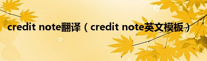 credit note翻译（credit note英文模板）