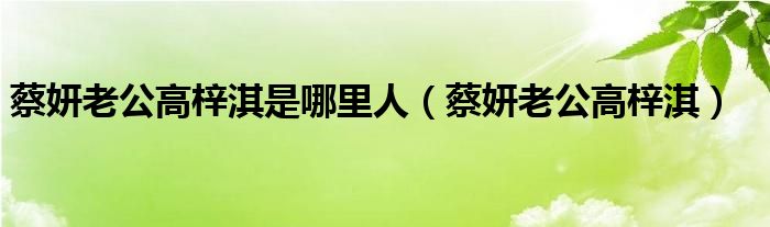 蔡妍老公高梓淇是哪里人（蔡妍老公高梓淇）