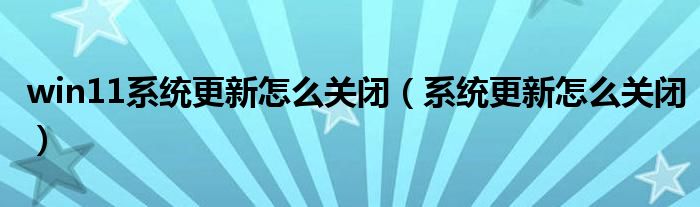 win11系统更新怎么关闭（系统更新怎么关闭）