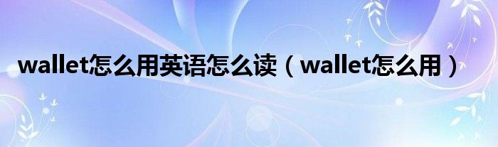 wallet怎么用英语怎么读（wallet怎么用）