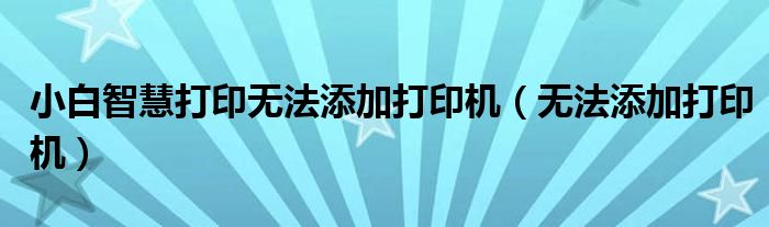 小白智慧打印无法添加打印机（无法添加打印机）