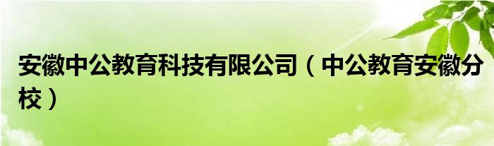 安徽中公教育科技有限公司（中公教育安徽分校）