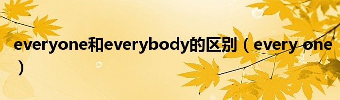 everyone和everybody的区别（every one）