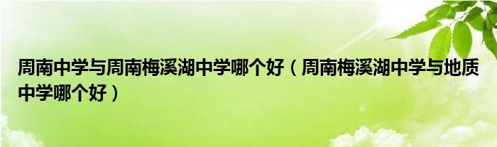 周南中学与周南梅溪湖中学哪个好（周南梅溪湖中学与地质中学哪个好）