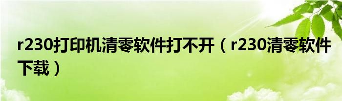 r230打印机清零软件打不开（r230清零软件下载）