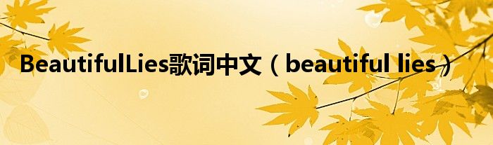 BeautifulLies歌词中文（beautiful lies）