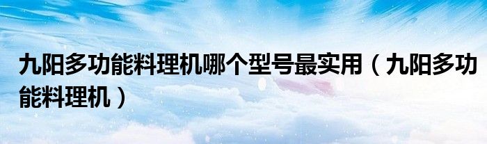 九阳多功能料理机哪个型号最实用（九阳多功能料理机）