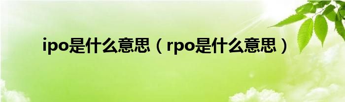 ipo是什么意思（rpo是什么意思）