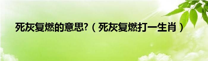 死灰复燃的意思?（死灰复燃打一生肖）