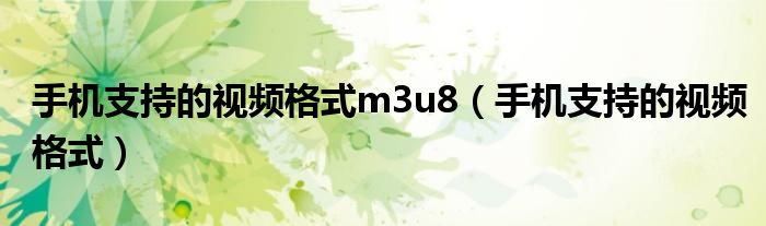 手机支持的视频格式m3u8（手机支持的视频格式）