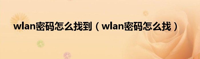 wlan密码怎么找到（wlan密码怎么找）