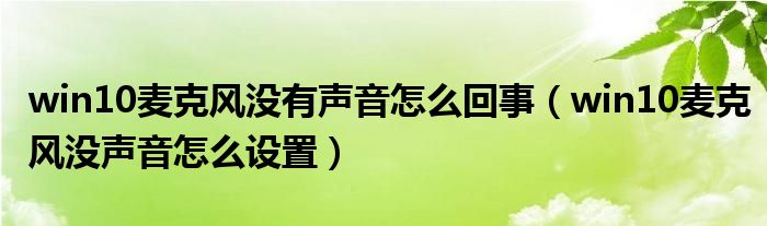 win10麦克风没有声音怎么回事（win10麦克风没声音怎么设置）