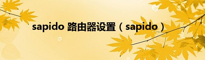 sapido 路由器设置（sapido）