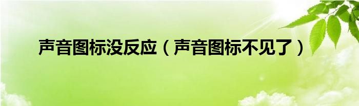 声音图标没反应（声音图标不见了）