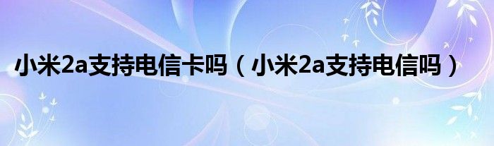 小米2a支持电信卡吗（小米2a支持电信吗）