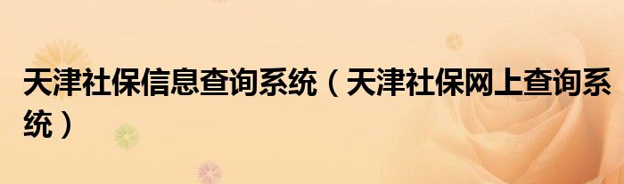 天津社保信息查询系统（天津社保网上查询系统）