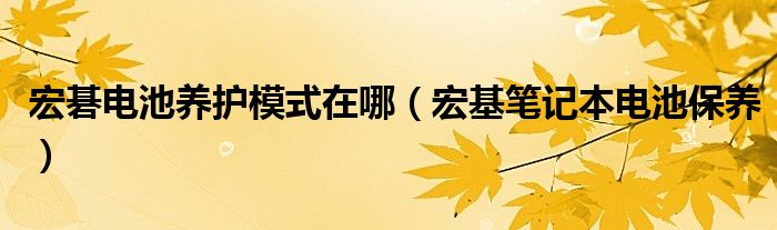 宏碁电池养护模式在哪（宏基笔记本电池保养）