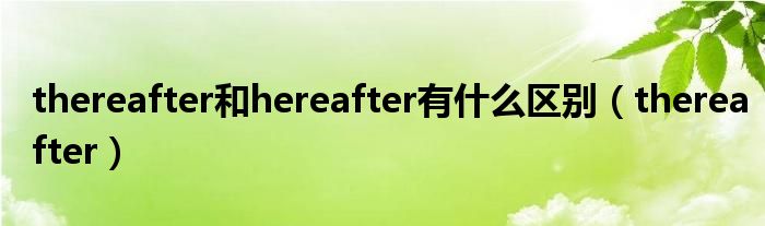 thereafter和hereafter有什么区别（thereafter）