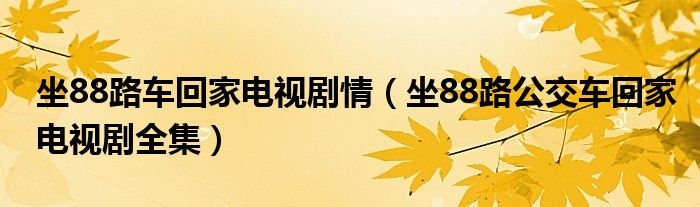 坐88路车回家电视剧情（坐88路公交车回家电视剧全集）