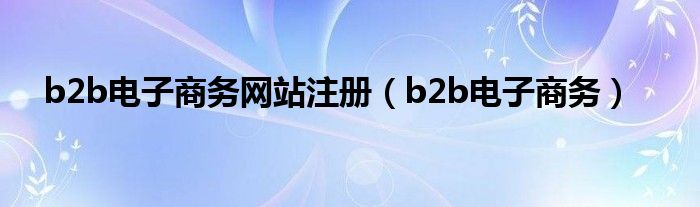 b2b电子商务网站注册（b2b电子商务）