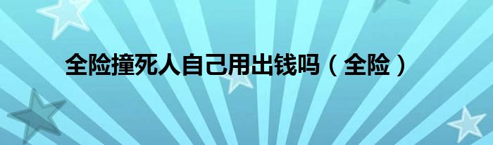 全险撞死人自己用出钱吗（全险）