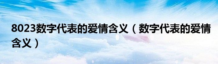 8023数字代表的爱情含义（数字代表的爱情含义）