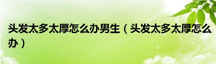 头发太多太厚怎么办男生（头发太多太厚怎么办）