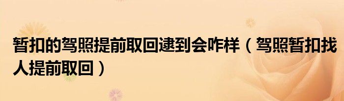 暂扣的驾照提前取回逮到会咋样（驾照暂扣找人提前取回）