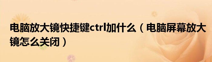 电脑放大镜快捷键ctrl加什么（电脑屏幕放大镜怎么关闭）