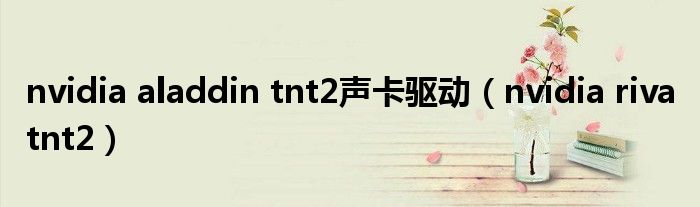 nvidia aladdin tnt2声卡驱动（nvidia riva tnt2）