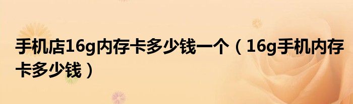 手机店16g内存卡多少钱一个（16g手机内存卡多少钱）