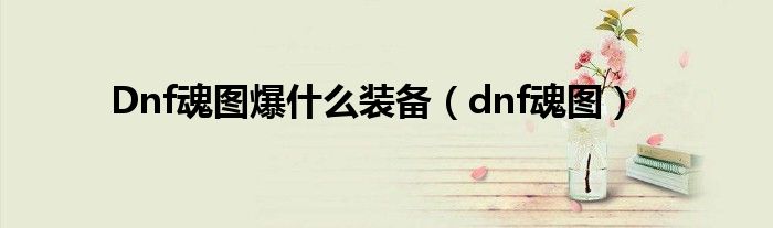 Dnf魂图爆什么装备（dnf魂图）