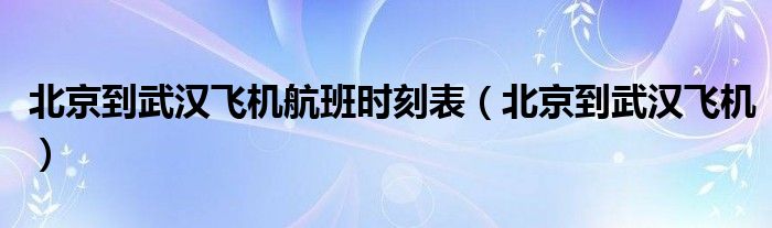 北京到武汉飞机航班时刻表（北京到武汉飞机）