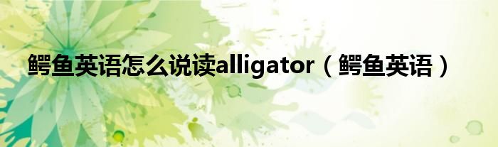 鳄鱼英语怎么说读alligator（鳄鱼英语）