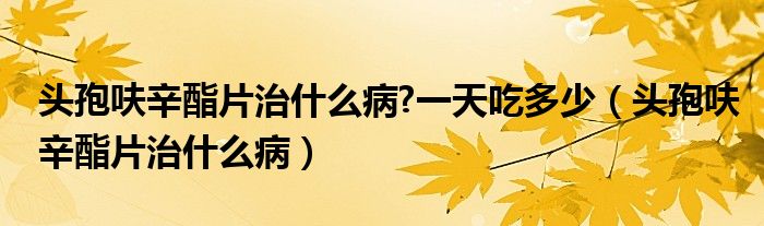 头孢呋辛酯片治什么病?一天吃多少（头孢呋辛酯片治什么病）