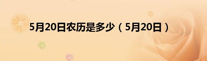 5月20日农历是多少（5月20日）