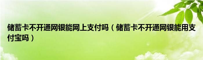 储蓄卡不开通网银能网上支付吗（储蓄卡不开通网银能用支付宝吗）