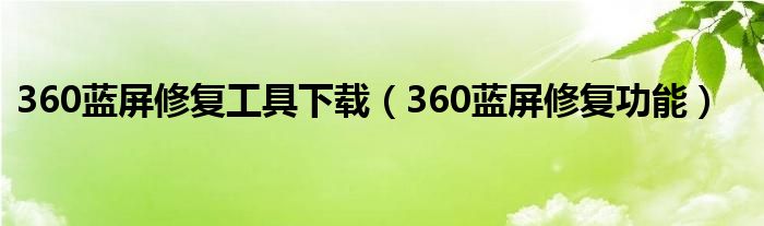 360蓝屏修复工具下载（360蓝屏修复功能）