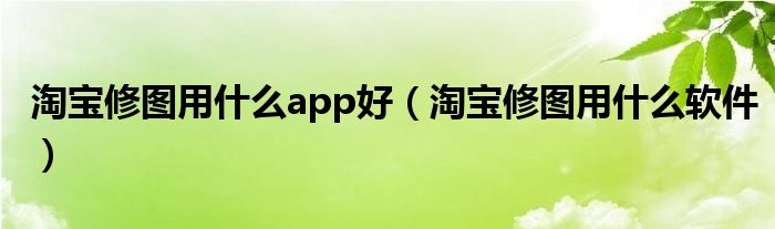 淘宝修图用什么app好（淘宝修图用什么软件）