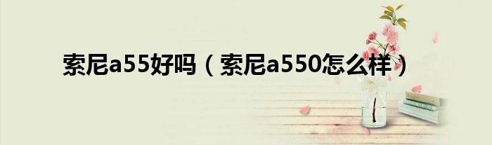 索尼a55好吗（索尼a550怎么样）