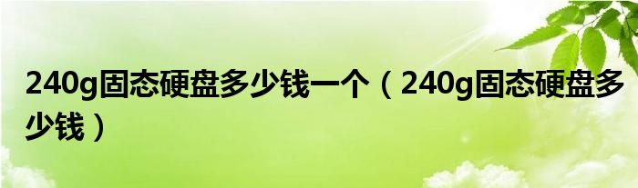 240g固态硬盘多少钱一个（240g固态硬盘多少钱）