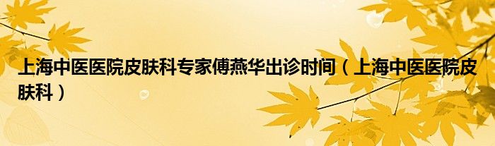 上海中医医院皮肤科专家傅燕华出诊时间（上海中医医院皮肤科）