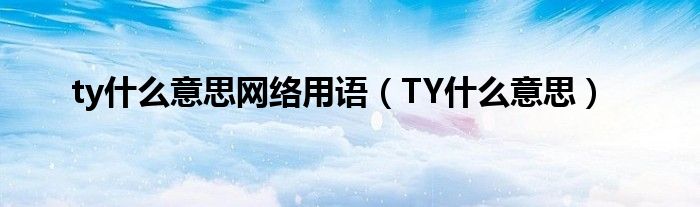 ty什么意思网络用语（TY什么意思）