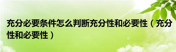 充分必要条件怎么判断充分性和必要性（充分性和必要性）