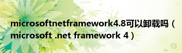 microsoftnetframework4.8可以卸载吗（microsoft .net framework 4）