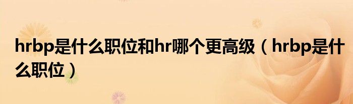 hrbp是什么职位和hr哪个更高级（hrbp是什么职位）