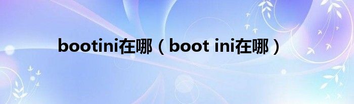 bootini在哪（boot ini在哪）